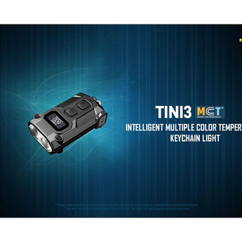 Nitecore TINI 3 USB-C Rechargeable LED Keylight - 600 Lumens - NiteLab MCT UHE - Uses Built-in 330mAh Li-ion Battery Pack - Black, Gray, or Orange