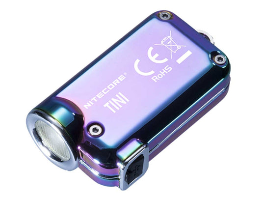 Nitecore TINI SS USB Rechargeable Stainless Steel LED Key Light - CREE XP-G2 S3 LED - 380 Lumens - Includes 1 x Li-Ion Battery Pack - Tropical