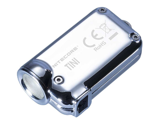 Nitecore TINI SS USB Rechargeable Stainless Steel LED Key Light - CREE XP-G2 S3 LED - 380 Lumens - Includes 1 x Li-Ion Battery Pack - Glacier