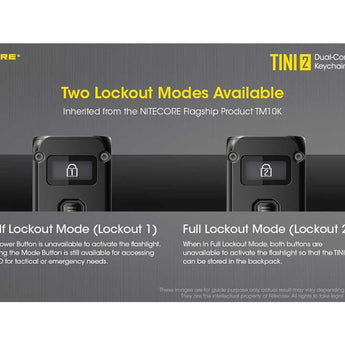 Nitecore TINI-2 Dual-Core USB-C Rechargeable LED Keychain Flashlight - 500 Lumens - 2 x OSRAM P8 - Uses Built-In 280mAh Li-ion Battery Pack - Aluminum Alloy, Stainless Steel, or Titanium - Black or Gray