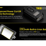 Nitecore TINI-2 Dual-Core USB-C Rechargeable LED Keychain Flashlight - 500 Lumens - 2 x OSRAM P8 - Uses Built-In 280mAh Li-ion Battery Pack - Aluminum Alloy, Stainless Steel, or Titanium - Black or Gray