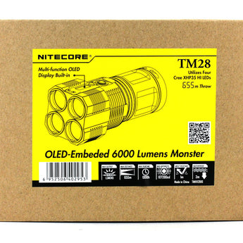 Nitecore Tiny Monster TM28 Flashlight Kit - 4 x CREE XHP35 HI LEDs - 6000 Lumens - Includes 4 x 3100mAh Nitecore IMR 18650s