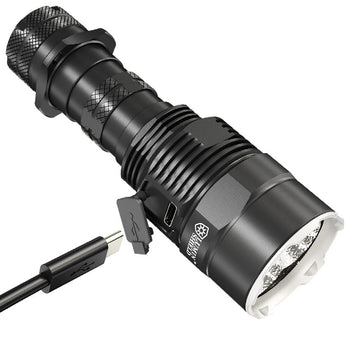 Nitecore TM9K Pro USB-C Rechargeable LED Flashlight - 9900 Lumens -  3 x NiteLab UHi 40 MAX - Uses Built-in 5000mAh Li-ion Battery Pack