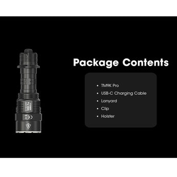 Nitecore TM9K Pro USB-C Rechargeable LED Flashlight - 9900 Lumens -  3 x NiteLab UHi 40 MAX - Uses Built-in 5000mAh Li-ion Battery Pack