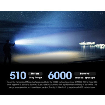 Nitecore TM9K Pro USB-C Rechargeable LED Flashlight - 9900 Lumens -  3 x NiteLab UHi 40 MAX - Uses Built-in 5000mAh Li-ion Battery Pack