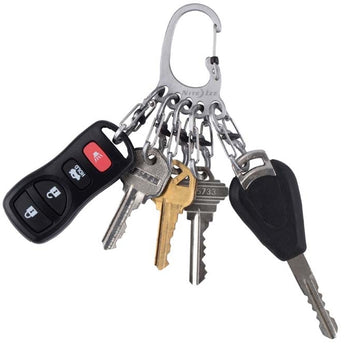 Nite Ize BigFoot Locker KeyRack - Stainless Steel Locking Carabiner with 5 Stainless S-Biner MicroLocks (KLKBF-11-R6)