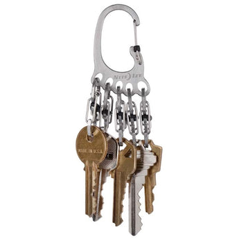 Nite Ize BigFoot Locker KeyRack - Stainless Steel Locking Carabiner with 5 Stainless S-Biner MicroLocks (KLKBF-11-R6)