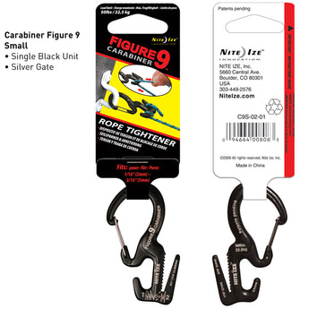 Nite Ize Figure 9 Carabiner Rope Tightener - Single Pack - Small - Black (C9S-02-01)