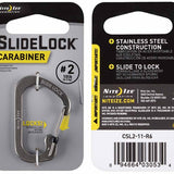 Nite Ize SlideLock Carabiner - Stainless Steel with Slide-to-Lock Design - #2 - Black (CSL2-01-R6) or Stainless (CSL2-11-R6)