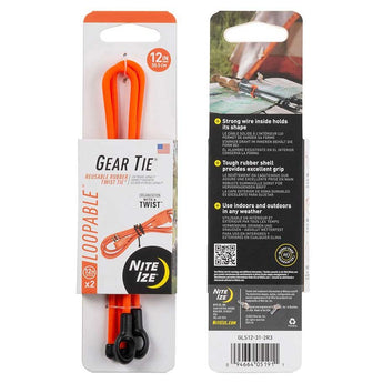 NiteIze Gear Tie Loopable Twist Tie 12 in. - 2 Pack - Neon Yellow