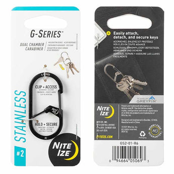 Nite Ize G-Series Dual Chamber Carabiner #2 - Black or Stainless Steel