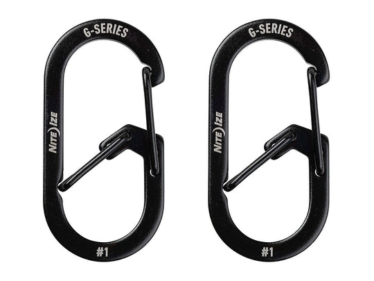 Nite Ize G-Series Dual Chamber Carabiner #1 - 2 Pack - Black or Stainless Steel