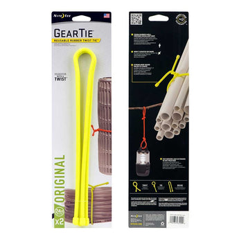 NiteIze Gear Tie Reusable Rubber Twist Tie 24 in. - 2 Pack - Coyote or Black or Bright Orange or Neon Yellow