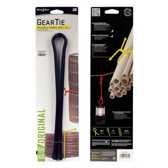 NiteIze Gear Tie Reusable Rubber Twist Tie 24 in. - 2 Pack - Coyote or Black or Bright Orange or Neon Yellow