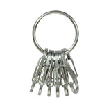 Nite Ize KeyRing Steel - Keychain Ring with 6 x Stainless Steel #0.5 S-Biner Carabiner Clips - Stainless (KRGS-11-R3)