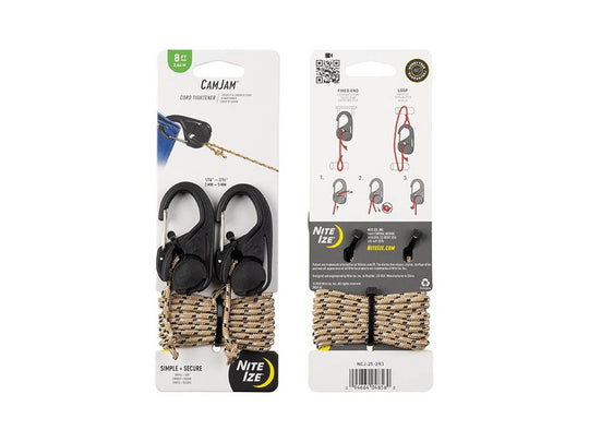 Nite Ize CamJam Cord Tightener - 2 Pack with 8 ft. Rope - Plastic