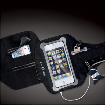 Nite Ize Action Armband for Smartphones - Includes S-Biner and Curvyman Cord Supervisor - Fits iPhone 6S and Samsung Galaxy S7 - Black (NIPB2-01-R8)