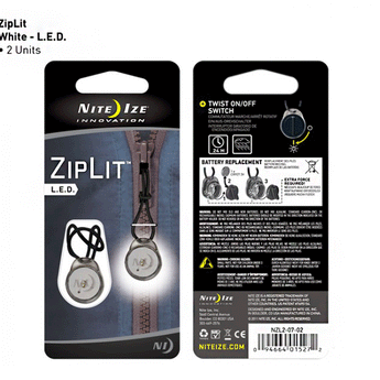 Nite Ize ZipLit LED Illuminated Zipper Pull - 2 Pack - Includes 1 x CR927 - White (NZL2-07-02)