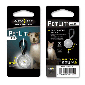 Nite Ize PetLit LED Collar Light with Carabiner Clip - White LED - Includes 1 x CR927 - Jewel Crystal (PCL02-03-02JE)