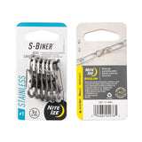 Nite Ize S-Biner Stainless Steel Dual Carabiner #1 - 6 Pack - Stainless