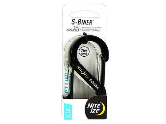 Nite Ize S-Biner Stainless Steel Dual Carabiner #2 - 3 Pack - Black/Stainless