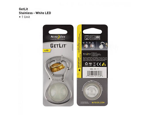 Nite Ize GetLit S-Biner Bottle Opener and Light - Includes 2 x CR2016s - Stainless (SBL-03-11)