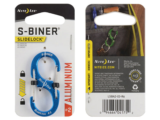 Nite Ize SlideLock S-Biner #2 Carabiner - Aluminum - Blue or Coyote