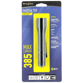 Nite Ize INOVA T2 Tactical LED Flashlight - 385 Lumens - Black - Includes 2 x CR123A