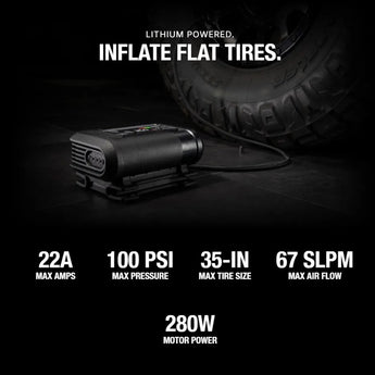 NOCO AX65 12V 2000A Boost-X Jump Starter and 12V 22A Air Compressor - Uses Built-in Li-ion Battery Pack