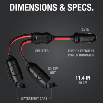 NOCO GC020 12V Plug 2-Way Splitter