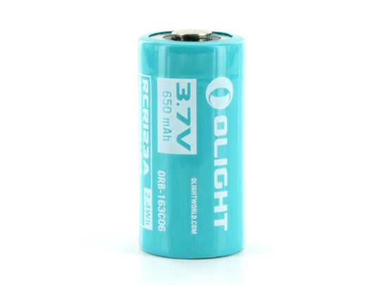 Olight ORB-163C06 RCR123A / 16340 650mAh 3.7V Protected Lithium Ion (Li-ion) Button Top Battery for S10R III and H1R