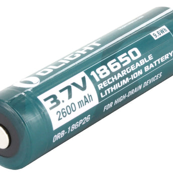 Olight ORB2-186P26 18650 2600mAh 3.7V Protected Lithium Ion (Li-ion) Button Top Battery - Retail Card