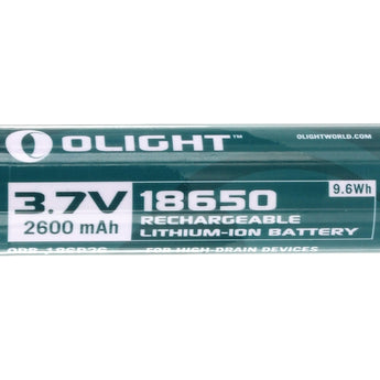 Olight ORB2-186P26 18650 2600mAh 3.7V Protected Lithium Ion (Li-ion) Button Top Battery - Retail Card