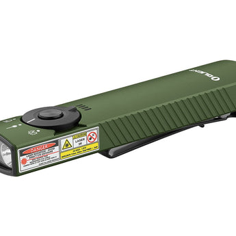 Olight Arkfeld Pro Rechargeable LED Flashlight - 1300 Lumens - Cool White or Neutral White LED - 365nm UV - 520nm Green Laser - Uses Built-in 1500mAh Li-Poly Battery Pack - Black and Additional Colors