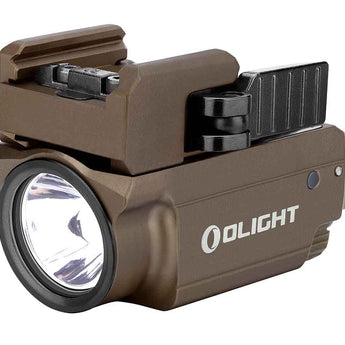 Olight Baldr Mini Rechargeable LED Pistol Light with Green Laser - 600 Lumens - Uses Built-In 3.7V 230mAh Li-Poly Battery Pack - Black or Desert Tan