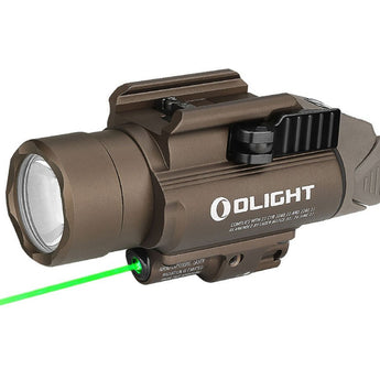 Olight Baldr Pro Weapon Light with Green Laser - Black or Desert Tan - 1350 Lumens - Includes 2 x CR123A