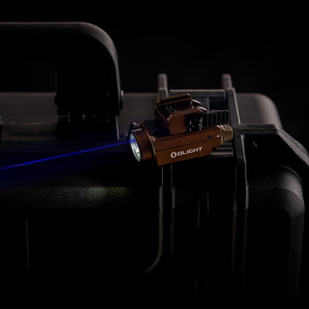 Olight Baldr S BL Rechargeable Weapon Light with Blue Laser - 800 Lumens - Uses Built-In 380mAh Li-Poly Battery Pack - Black or Desert Tan