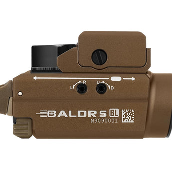 Olight Baldr S BL Rechargeable Weapon Light with Blue Laser - 800 Lumens - Uses Built-In 380mAh Li-Poly Battery Pack - Black or Desert Tan
