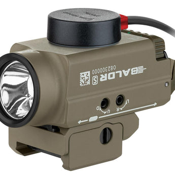 Olight Baldr S Rechargeable Weapon Light with Green Laser - 800 Lumens -  Uses Built-In 380mAh Li-Poly Battery Pack -  Black, Desert Tan, or Flat Dark Earth (FDE)