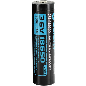 Olight ORB-186S35 HDC 18650 3500mAh 3.6V Protected High-Drain 10A Lithium Ion (Li-ion) Button Top Battery - 1 Piece Retail Card