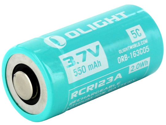Olight IMR RCR123A Battery - Angle Shot