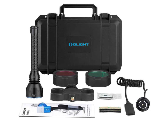 Olight Javelot Turbo Rechargeable LED Searchlight Kit - 1300 Lumens - OSRAM KW CULPM1.TG - Uses Built-In Li-ion Battery Pack - Includes Mount, Pressure Switch and Filters