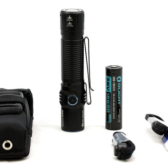 Olight M2R Warrior Rechargeable Pocket-Friendly Tactical Flashlight - CREE XHP35 HD LED - Cool White - 1500 Lumens - Uses 1 x 18650 (Included) or 2 x CR123As