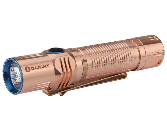 Olight M2R Cu Warrior Limited Edition Rechargeable Pocket-Friendly Tactical Flashlight - CREE XHP35 HD CW - 1500 Lumens - Uses 1 x 18650 (Included) or 2 x CR123As - Copper