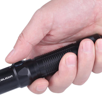 Olight M2T Warrior Dual Switch Tactical Flashlight - CREE XHP35 HD LED - 1200 Lumens - Uses 2 x CR123A (Included) or 1 x 18650