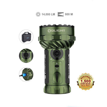 Olight Marauder 2 USB-C Rechargeable LED Searchlight- 14000 Lumens - OSRAM KW CULPM1.TG - Includes Built-In 10.8V 5,000mAh Li-ion Battery Pack - Black or Limited Edition Colors