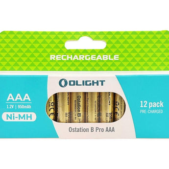 Olight AAA 950mAh 1.2V Nickel Metal Hydride (NiMH) Low Self Discharge Button Top Battery - Box of 12