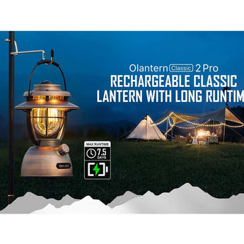 Olight Olantern Classic 2 Pro Dimmable Retro Lantern - 300 Lumens - Uses Built-in Li-ion Battery Pack - Clay Beige, Forest Green, Vintage Copper, Gunmetal Gray, or Pumpkin
