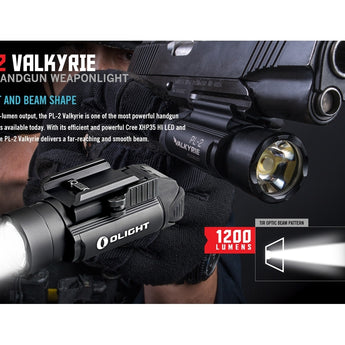 Olight PL-2 Valkyrie LED Pistol Light - Picatinny and Glock Rails - CREE XHP35 HI CW LED - 1200 Lumens - Includes 2 x CR123As
