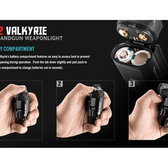 Olight PL-2 Valkyrie LED Pistol Light - Picatinny and Glock Rails - CREE XHP35 HI CW LED - 1200 Lumens - Includes 2 x CR123As